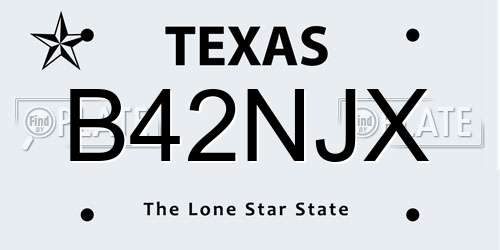 B42NJX Texas License Plate
