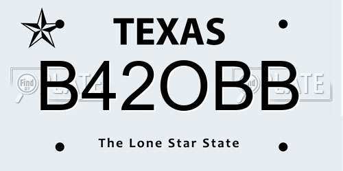 B42OBB Texas License Plate