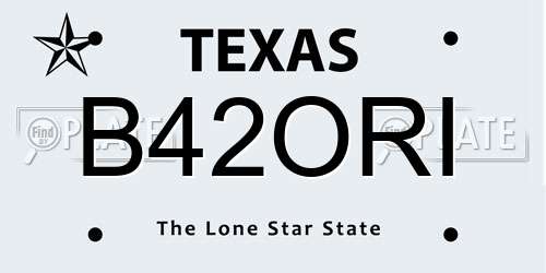 B42ORI Texas License Plate