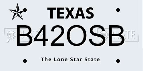 B42OSB Texas License Plate