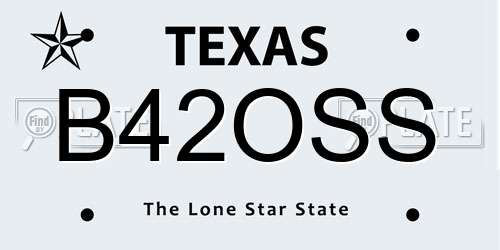 B42OSS Texas License Plate