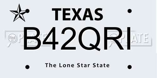 B42QRI Texas License Plate