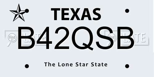 B42QSB Texas License Plate