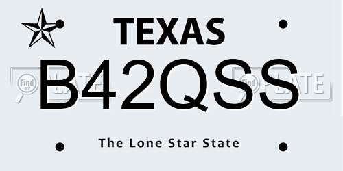 B42QSS Texas License Plate