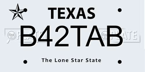 B42TAB Texas License Plate