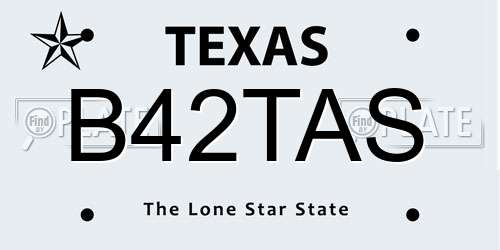 B42TAS Texas License Plate