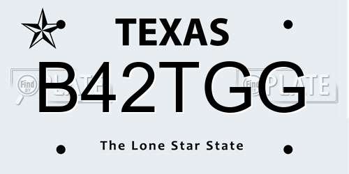 B42TGG Texas License Plate