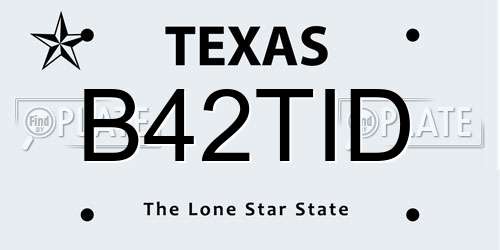B42TID Texas License Plate