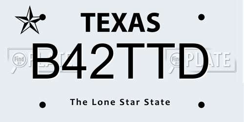 B42TTD Texas License Plate