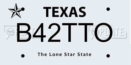 B42TTO Texas License Plate