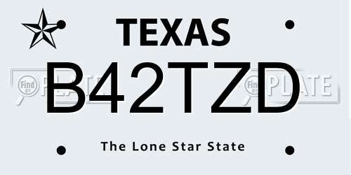 B42TZD Texas License Plate