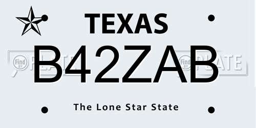 B42ZAB Texas License Plate