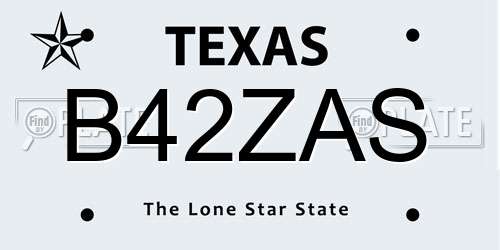 B42ZAS Texas License Plate