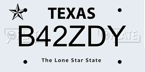B42ZDY Texas License Plate