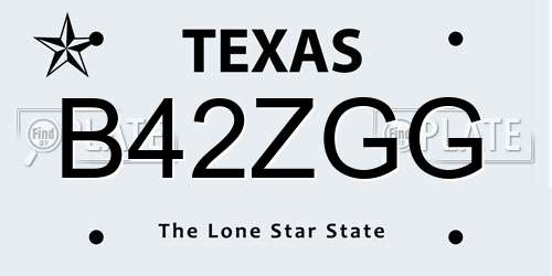 B42ZGG Texas License Plate