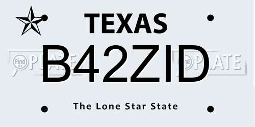 B42ZID Texas License Plate