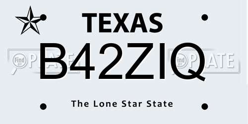B42ZIQ Texas License Plate