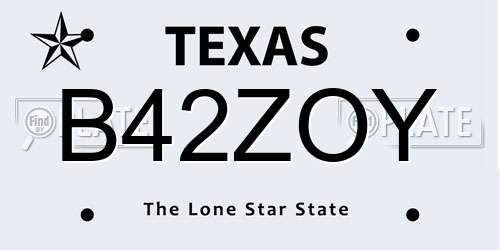 B42ZOY Texas License Plate