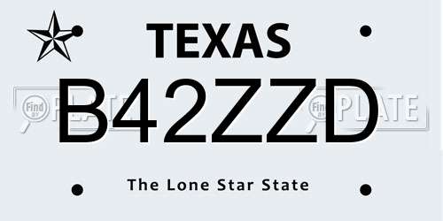 B42ZZD Texas License Plate
