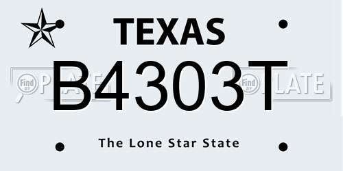 B4303T Texas License Plate