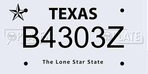 B4303Z Texas License Plate