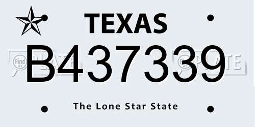 B437339 Texas License Plate