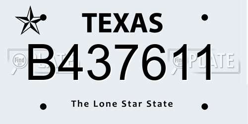 B437611 Texas License Plate