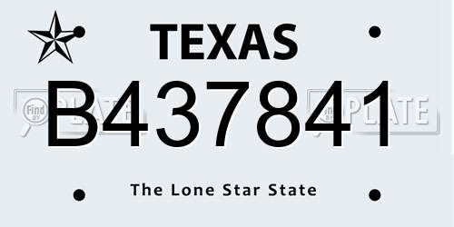 B437841 Texas License Plate