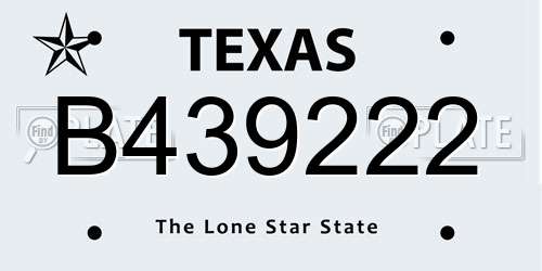 B439222 Texas License Plate