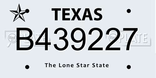 B439227 Texas License Plate