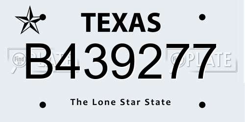 B439277 Texas License Plate