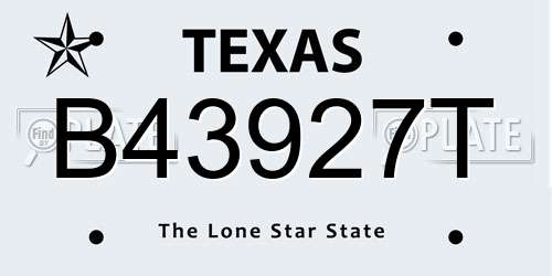 B43927T Texas License Plate