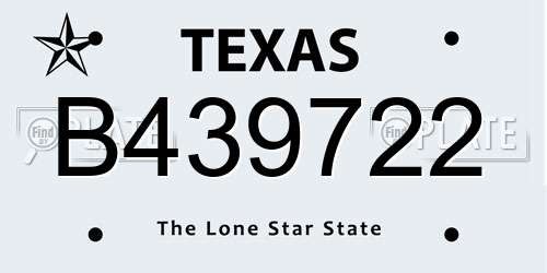 B439722 Texas License Plate