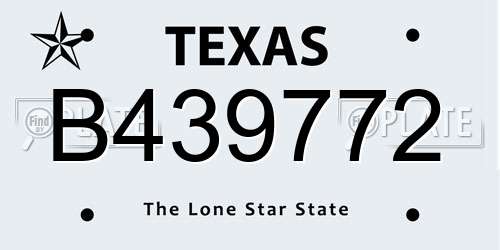 B439772 Texas License Plate
