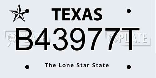 B43977T Texas License Plate