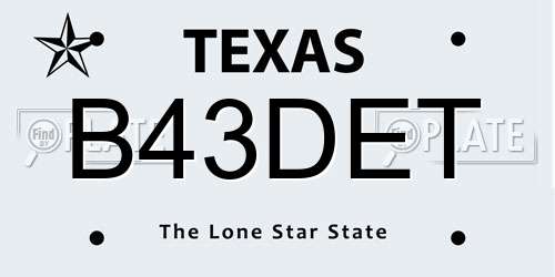 B43DET Texas License Plate