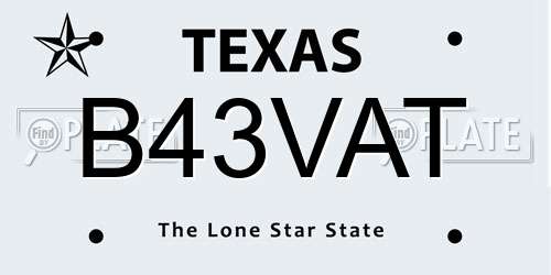 B43VAT Texas License Plate