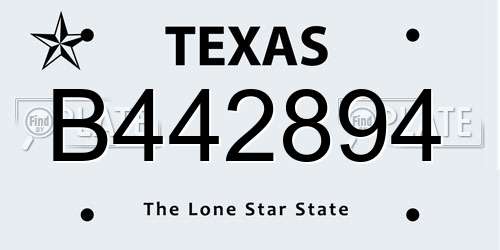 B442894 Texas License Plate