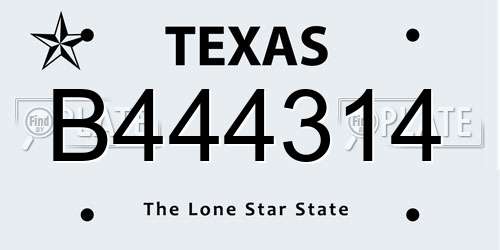 B444314 Texas License Plate
