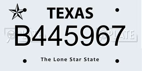 B445967 Texas License Plate