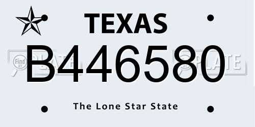 B446580 Texas License Plate