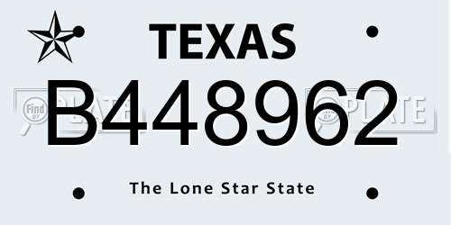 B448962 Texas License Plate