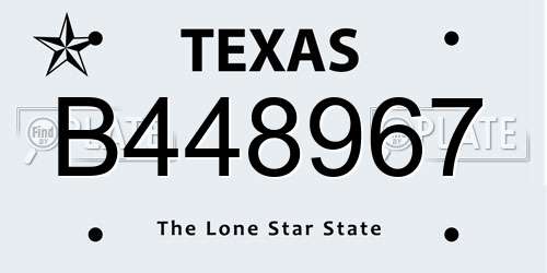 B448967 Texas License Plate