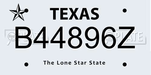 B44896Z Texas License Plate
