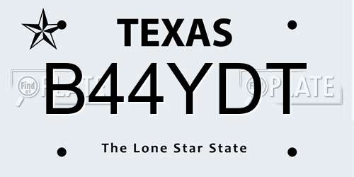 B44YDT Texas License Plate