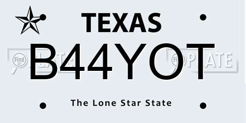B44YOT Texas License Plate