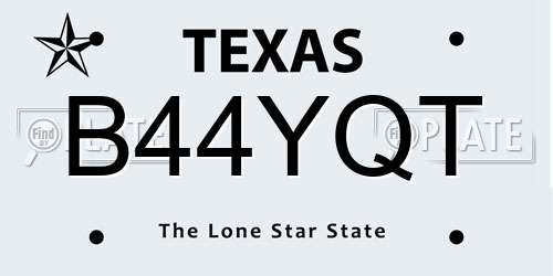 B44YQT Texas License Plate