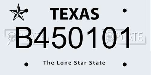 B450101 Texas License Plate