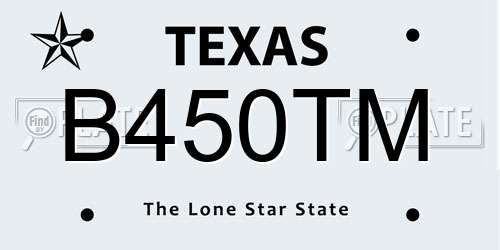 B450TM Texas License Plate