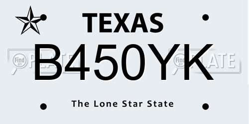B450YK Texas License Plate